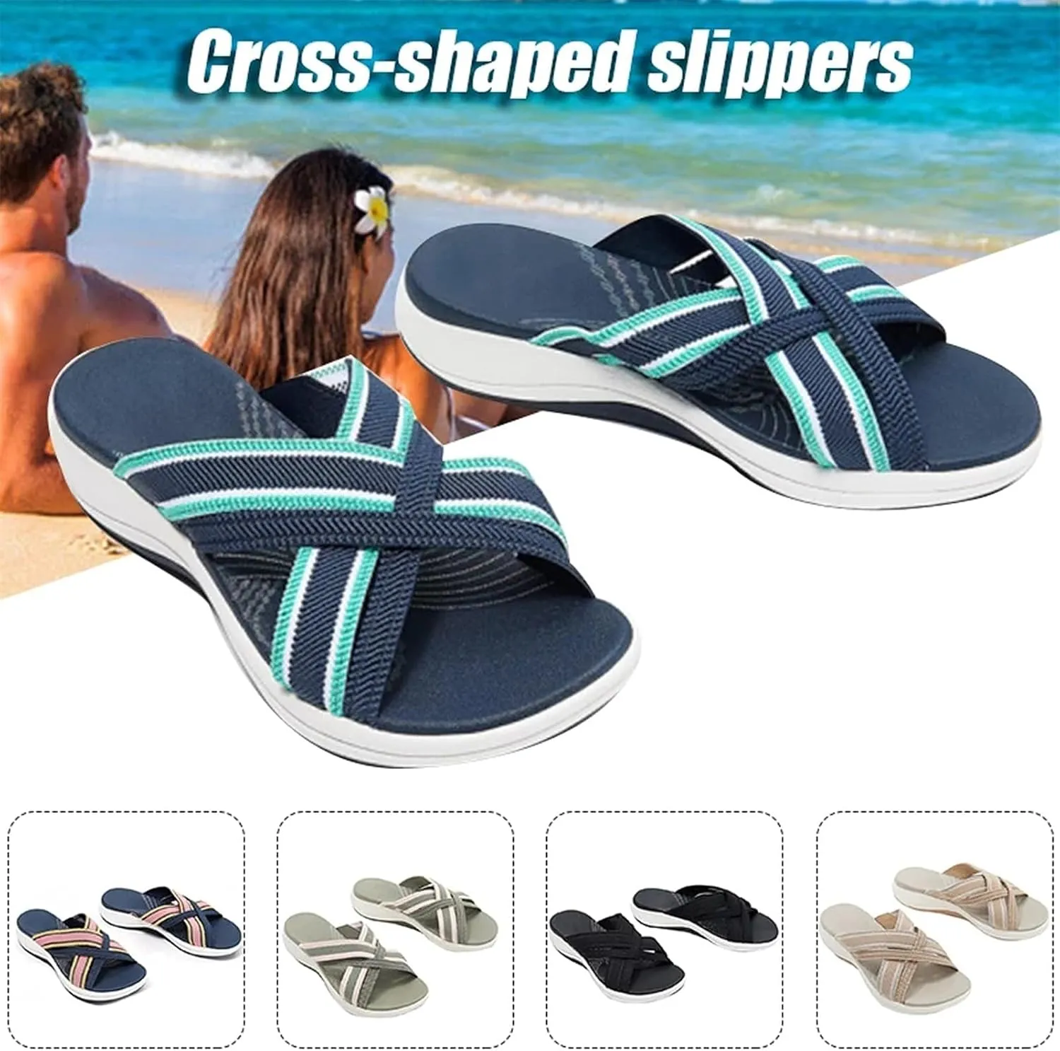 Womens Wedge Sandals 2025 with Arch Support Comfortable Rubber Sole Open Toe Platform Sandals Walking Hiking Slingback Slides for Plantar Fasciitis
