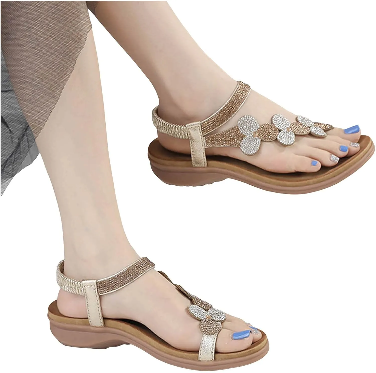 Women's Wedge Sandals, Summer Shoes for Women, Breathable Ankle Boots, Retro Slingback Roman Flip Flops Shoes, Beach Sandals