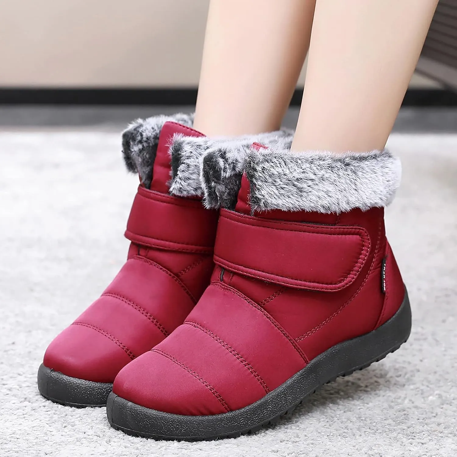 Womens Winter Snow Boots Size 11 Women's Black Waterproof Snow Boots Snow Boots for Women Size 7.5 Fur Boots Heels for Women Winter Botas De Invierno Para Mujer Negras Largas