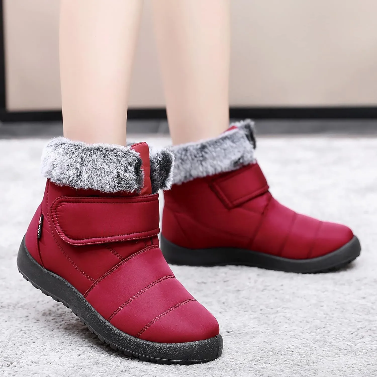Womens Winter Snow Boots Size 11 Women's Black Waterproof Snow Boots Snow Boots for Women Size 7.5 Fur Boots Heels for Women Winter Botas De Invierno Para Mujer Negras Largas