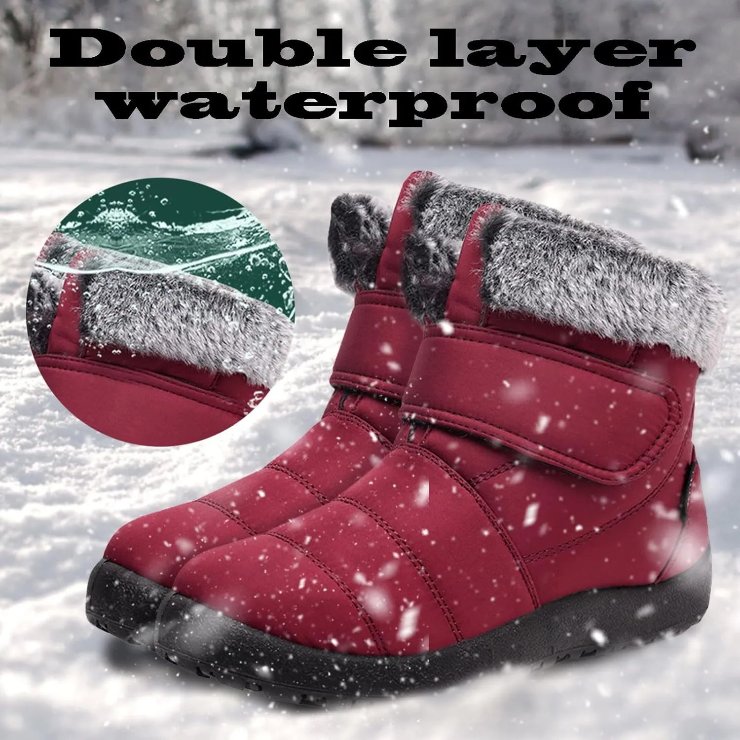 Womens Winter Snow Boots Size 11 Women's Black Waterproof Snow Boots Snow Boots for Women Size 7.5 Fur Boots Heels for Women Winter Botas De Invierno Para Mujer Negras Largas