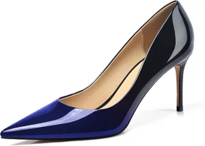 XINIUNIU High Heels for Women Pumps Gradient Patent Leather 3.25 inches 8CM Formal Sexy Fashion Stiletto Dress Wedding Shoes Pointed Toe
