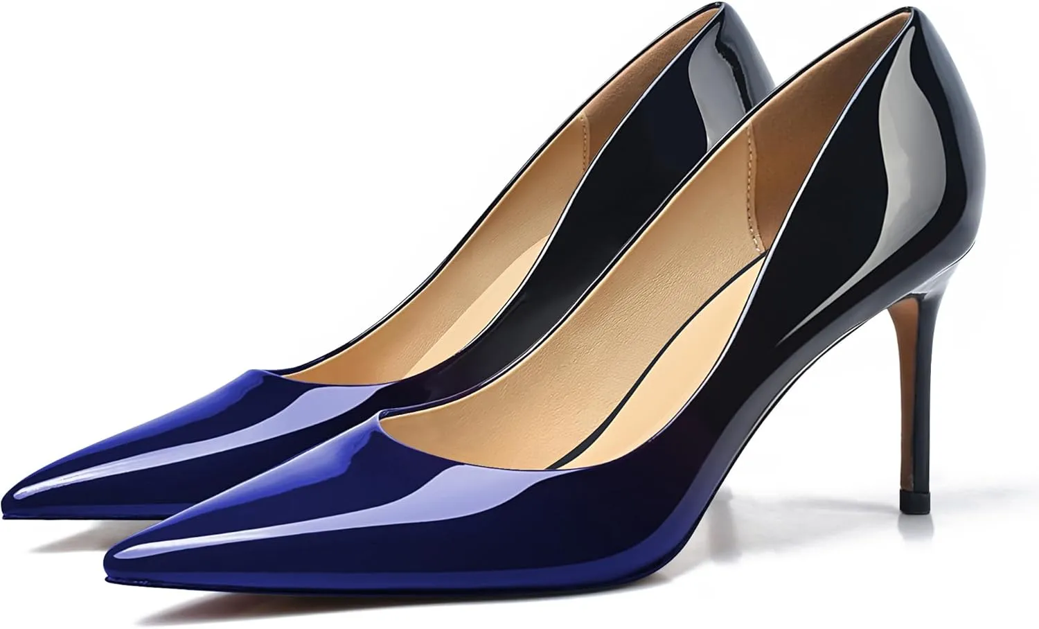 XINIUNIU High Heels for Women Pumps Gradient Patent Leather 3.25 inches 8CM Formal Sexy Fashion Stiletto Dress Wedding Shoes Pointed Toe