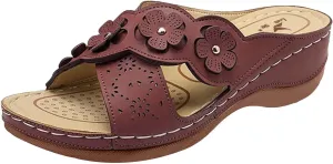 ZSpzx Orthopedic Sandals for Women Dressy Summer 2025 Comfortable Women's Hollow Flower Slippers Womens Sandals Arch Support Casual Sandals Boho Walking Shoes Sandalias OrtopDicas Para Mujer