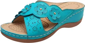 ZSpzx Orthopedic Sandals for Women,Women's Hollow Flower Slippers Dressy Summer 2025 Womens Summer Comfortable Sandals Arch Support Casual Wedge Sandals Boho Walking Shoes Flip Flops