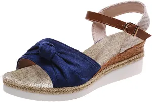 ZSpzx Wedge Sandals for Women 2025 Espadrilles Sandal Orthopedic Platform Wedges Heels Bow Knot Comfortable Casual Dressy Summer Wide Width Open Toe Ankle Strap Low Heel Outdoor Beach Shoes